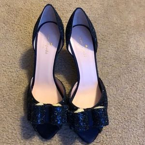 Kate Spade Sela Navy Glitter Satin shoes Size 8